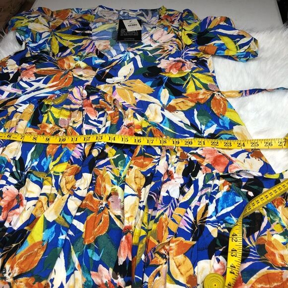 Loralette NWT Blue Pretty Val Print Flutter Sleeves Hi-Lo Maxi Dress Size 14 - Picture 9 of 13